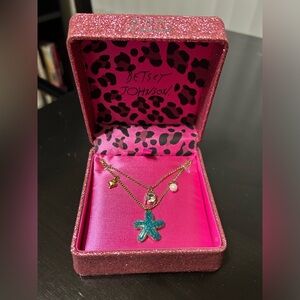 Vintage Betsey Johnson Blue Seashell Necklace